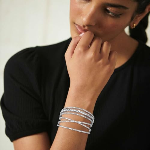 Rhinestone Bracelet for Women MultiLayer Crystal Cuff Bracelet Strand Layered Bracelet - color: Silver 1