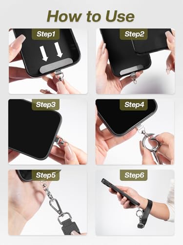 Tiostep Clip and Go Strap for Phone with Wallet Crossbody Phone Lanyard Adjustable and Detachable RFID Wristlet Wallet with ID Window and Zipper, Black - color: Black, size: Medium