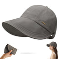 huablo]UPF 50+Womens Sun Hat UV Protection Hiking Fishing Hats Wide Brim Hat Adjustable Ponytail Packable Sun Cap - color: Gray