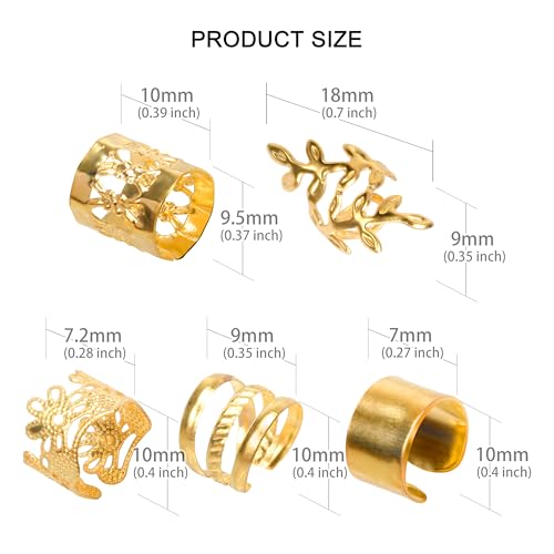 100 PCS Gold Dreadlock Beads Hair Jewelry Braids Accessories for Goddess Locs Crochet Passion Twist Hair Rings Soft Metal Adjustable Braiding Cuffs (100Pcs, Gold) - color: Gold, size: 1 Count (Pack of 100)