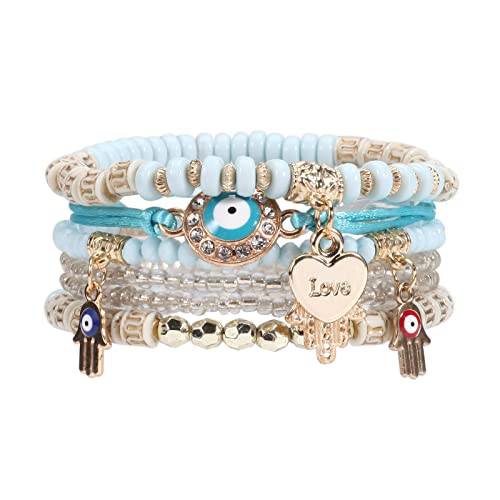 Bracelets Bohe Multilayer Chain Tassel Stackable Charm Stretch Statement Bracelet Set - color: Color2