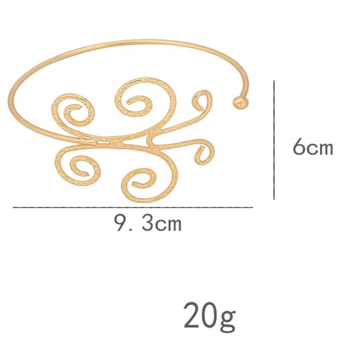 Cool Upper Arm Adjustable Bracelet Open Punk Gothic Cuff Bangle Coil Swirl Leaf Wing Butterfly Silver Gold Armband Minimalist Armlet Vintage Jewelry for Women - color: gold butterfly