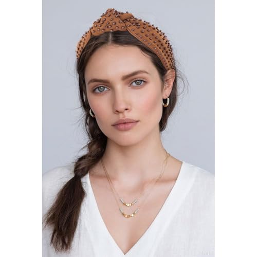 YISSION Brown Knotted Headband for Women - Wide Beaded Hair Hoop, Stylish Hair Accessory for Daily Wear, Parties, Dating & Casual Outfits - color: Brown