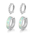CiNily Huggie Earrings Opal Hinged Hoop Earrings Gold Plated Hypoallergenic Small Hoop Earrings for Women Teen Girls Men Sensitive Ears - color: White-White Gold