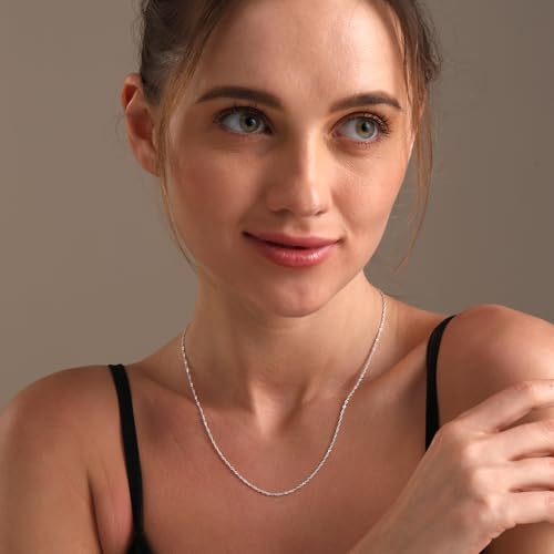LeCalla 925 Sterling Silver Italian Jewelry Adjustable Chain Necklace, Sliding Bolo Chain Necklace for Women Slider Chain 14 to 24 Inch. - color: Singapore Chain