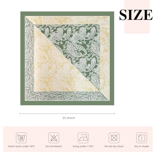 35 Inches Silk Head Scarf-Satin Hair Scarves Silk Bandana Scarf Headscarf for Women's Fashion Scarves - color: Green-spliced Cashews