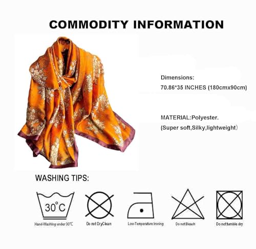 Acotavie Scarfs for Women Dressy Fashion Scarves Long Floral Pattern Scarf Lightweight Sunscreen Shawls - color: C044