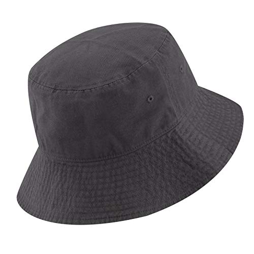 The Hat Depot Bucket Sun Hat 100% Cotton Long Brim and Deeper & Round Top Tennis Packable Summer Fashion Outdoor Hat - color: Charcoal, size: Small-Medium