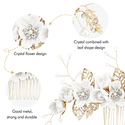 inSowni -20 Pack White Dusty Pink Blue U Shape Flower Shape Pearl Spiral Hair Combs Hair Bridal Accessories - color: 20 Pack White Flower Hair Combs and Pearl Hair Pins Accessories Set for Wedding Bridals Prom