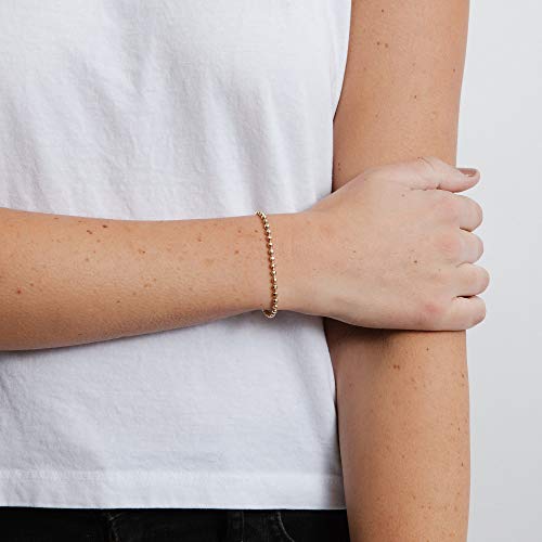 BENEIGE Women Bracelet 14K Gold Plated Paperclip Satellite Bead Ball Oval Cuba Cable Box Chain Daily Charm Layered Link Silver Bracelets Adjustable Jewelry - style: Beaded Chain