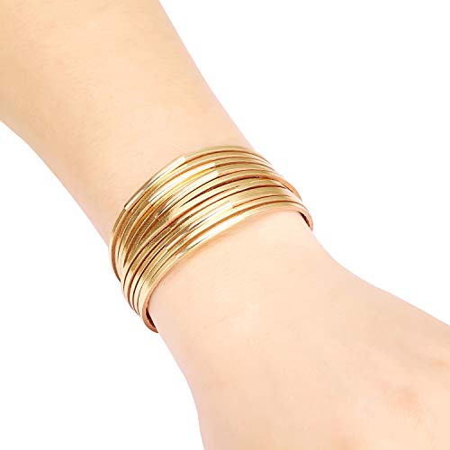 Fesciory Leather Wrap Bracelets for Women, Boho Leopard Multi-Layer Crystal Beads Cuff Bracelet Jewelry - color: A2:Short Gold
