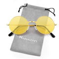 NACHLYNN Round Hippie Sunglasses Metal Border Circle Hippie Glasses UV380 Protection 70s Sunglasses for Men Women Party Favor - color: Yellow