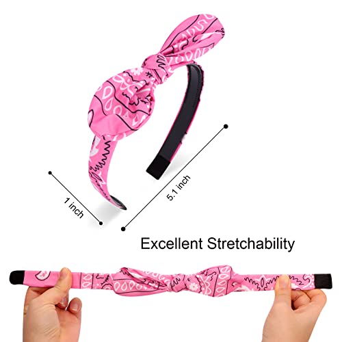 Jaciya Bow Bandana Headbands for Women Non Slip Fashion Knotted Thin Headband with Bow Cute Top Knot Hair Bands Girls Bunny Ears Headband Hair Accessories - color: Paisley