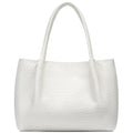 KKXIU Tote Bag for Women Vegan Leather Shoulder Purse Large Capacity Travel Bag - color: White02