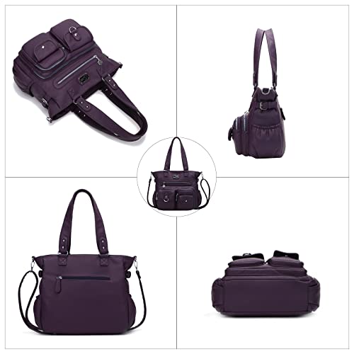 KL928 Large Purses for Women Shoulder Bag Tote Handbags Stylish Vegan Leather Hobo Bags Ladies, A-Black-4 | Large - color: A-purple
