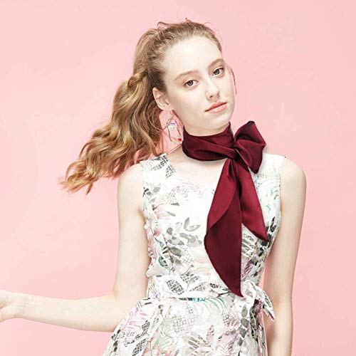 GERINLY Solid Color Long Neckerchief Pure Skinny Scarf Necktie for 50's Costume Party Wedding Cosplay Accessory Headband - color: Wine