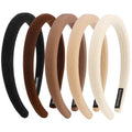 Aprince Padded Headbands for Women 5Pcs, Neutral Headband Non-slip, Thin Headbands with Soft Fabric, Comfortable Brown Headband, Head Bands for Women’s Hair, Plain Elastic Hairbands Fashion