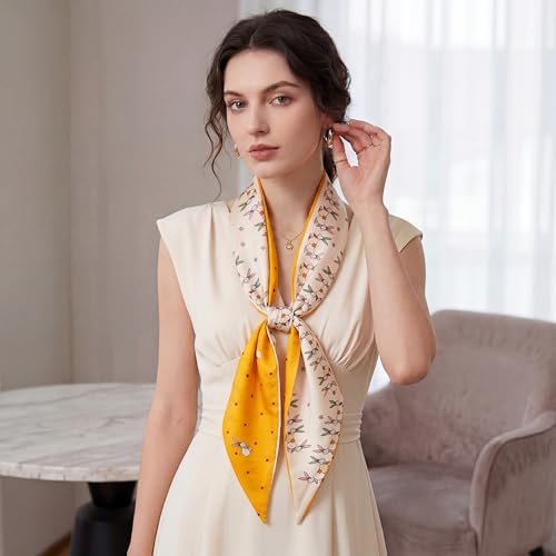 RIIQIICHY Hair Scarf for Women Like Silk Scarves Headband Neck Scarfs Twilly Purse Accessories - color: C004