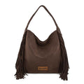Wrangler Fringe Suede Hobo Bag for Women Leather Western Fringe Purse Tassel Hippie Shoulder Bag - color: Coffee