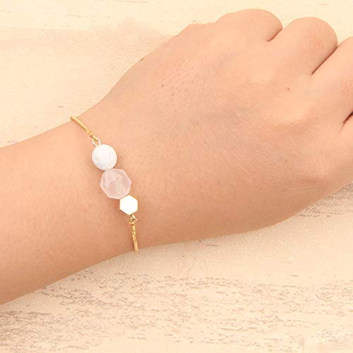 Jardme Essential Oil Diffuser Bracelets, 14K Gold Link Bracelets for Women, Birthday Gifts for Women Mom - color: Pink Crystal