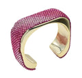 Women's Wide Cuff Bracelet Statement Jewelry with Sparkling Rhinestones, Open Adjustable Design for Party, Evening, Daily Wear - color: Pink