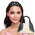 Sumolux Head Hair Scarf for Women Neck Purse Bag Handbags Scarf Like Silk - color: Black White Cashew