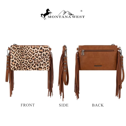 Montana West Western Purse for Women Crossbody Bag Wristlet Clutch Purse - color: A3 Leopard Brown
