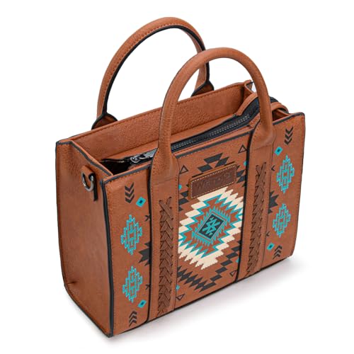 Wrangler Tote Bag for Women Western Purse and Aztec Satchel Handbag - color: Aztec Brown