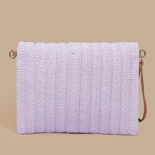 Crossbody Bags for Women, Straw Clutch Purses, Bohemian Handmade Woven Envelope Package, Tassel Handbags for Women | Bohemian - color: Purple