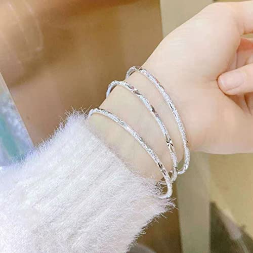 Sterling Silver Bangle Bracelets for Women,Fashion Jewelry Simple Adjustable 925 Silver Cuff Bangles for Women Mom Wife Valentine Mothers Day Gift - color: Inner diameter 2.56inch