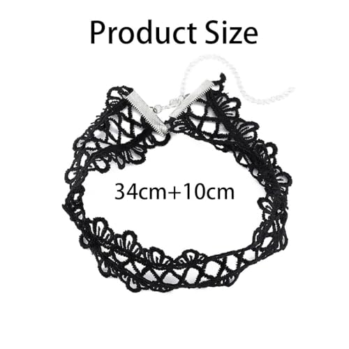 JAKAWIN Black Choker Necklace White Lace Chokers for Women - color: Black