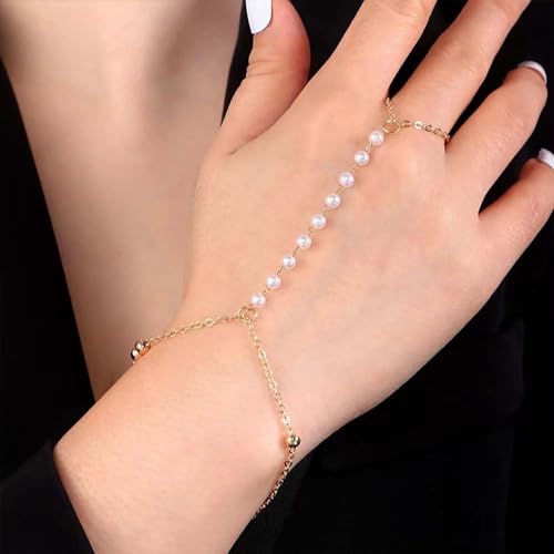 Finger Ring Bracelet for Women Gold Finger Ring Hand Chain Bracelet Tassel Crystal Finger Bracelet Boho Slave Bracelet Hand Jewelry