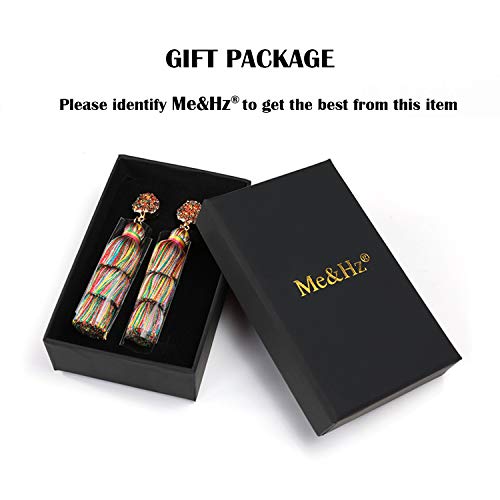 Me&Hz Colorful Layered Tassel Earrings Bohemian Statement Tiered Tassel Big Dangle Drop Earrings for Women Druzy Studs Valentine’s Day Gift - color: Colorful