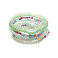 Boho Stackable Rice Beaded Bracelet Set for Women 8-10Pcs Colorful Handmade Multilayered Crystal Beads Bracelets Summer Beach Bohemian Jewelry Gift - color: B Light Green