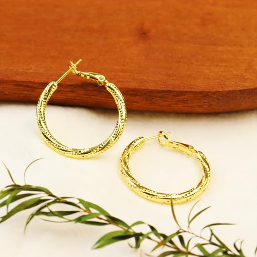 ToHeart Gold Hoop Earrings for Women Twist Hoop Earrings Gold Plated - style: Hoop Earrings H