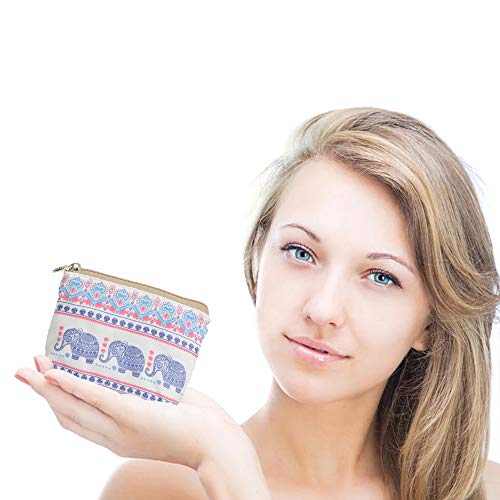 Women and Girls Cute Fashion Coin Purse Wallet Bag Change Pouch Key Holder - color: Bohemian Elephant