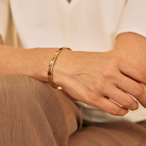 Brook & York Custom Engraved Roman Numeral Cuff Bracelet, 5 1/2 inches long - Women's Personalized Roman Numeral Date Bracelet - Stackable Bracelet - Graduation Gift for Her - Gifts for Mom