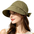 Women Wide Brim Sun Hat Adjustable Packable Beach UV Protection Gardening Hats - color: Green