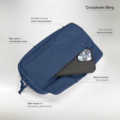 Incase Crosstown Sling - Compact, Durable and Lightweight, Crossbody & Hip Carry, Faux Fur Device Pocket, Easy Access Pockets - color: Navy