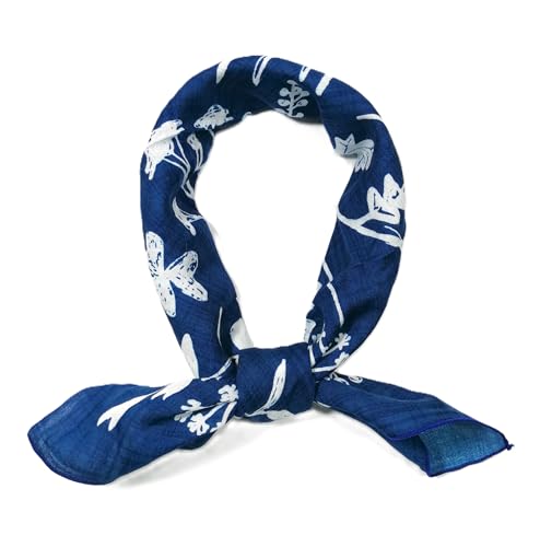 Shanlin Unisex Floral Cotton Square Scarf Bandanas 22x22 inch - color: Leafpatterns-blue