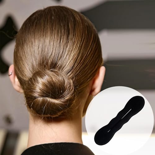 2 Pcs Hair Bun Maker for Women, Sponge Hair Bun Shaper, Non-Slip Bun Updo Curler, Hair Styling Accessories for Long Thin Straight Wavy Hair - color: Black