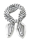 100% Mulberry Silk Neck Scarf 21''x21'' Small Square Hair Scarf for Women Men Lightweight Bandana Envelope Package - color: Classic Stripe- White