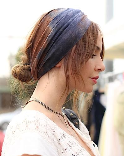 DRESHOW 6 Pack Extra Wide Headbands for Women Large Turban Headband Boho Head Wrap Elastic Hairbands Hair Twisted Knot Hair Accessories - color: 6 Pack: Fantasy Color
