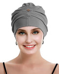 osvyo Cotton Chemo Turbans for Women Cancer Hairloss hat - Cotton Lightweight Headwear Sealed Packaging - color: Cotton Dark Grey