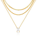 KSF Gold Lariat Necklace for Women Y Shaped Layered CZ Drop Chain | Y shaped necklace; Layered CZ detail; Long lariat style; Gift for her - color: Gold-1