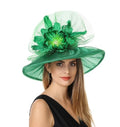 SAFERIN Women's Organza Church Fascinator Bridal Tea Party Wedding Hat - color: Gz-green