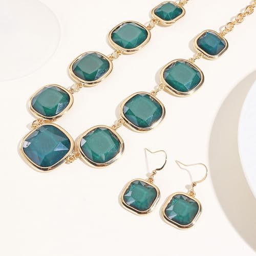 Chunky Beaded Colorful Collar Necklace with Earrings for Women Fashion Statement Necklace Set for Women Gifts