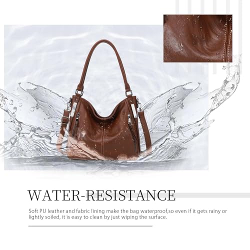 Shoulder Handbags for Women Large Soft Casual PU Leather Hobo Tote Purses - color: 01-chestnut Brown