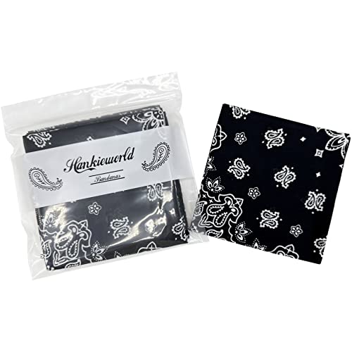 Single Pack Bandanas 60s Premium Cotton Soft Thin Handfeel Large Handkerchief for Men and Women - color: 1 Pack Black