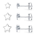 3 Pairs 925 Sterling Silver Star Stud Earrings for Women,Tiny Simple Geometric Stud Earrings Set Small Hypoallergenic Cartilage Tragus Ear Jewellery for Men (3/4/5mm) - color: 08 Silver-3Pairs-4/5/6mm
